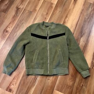 Zyia green Sherpa bomber jacket Size Large NWT!